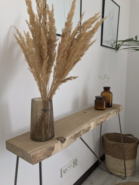 KONSOLA Minimalistyczna drewno dąb metal stal - obrazek 4